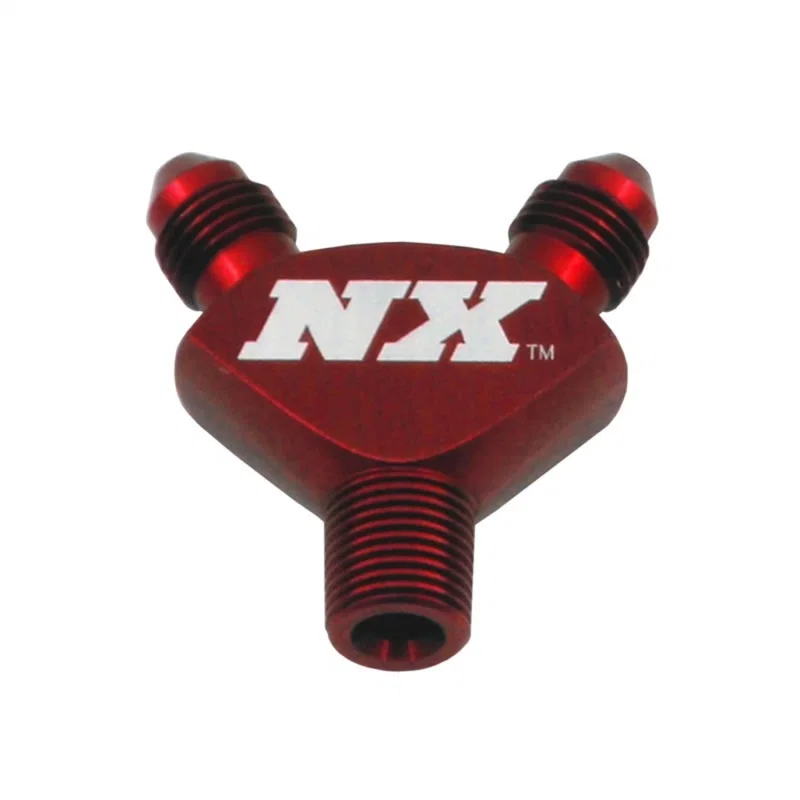 Nitrous Express 16077, 1/8NPT x 3AN x 3AN Billet Pure-Flo Y Fitting - Red