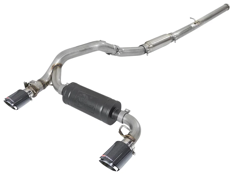 aFe 49-33103-C, Takeda 3in 304 SS Cat-Back Exhaust System w/ Carbon Fiber Tips 16-18 Ford Focus RS I4-2.3L (t)