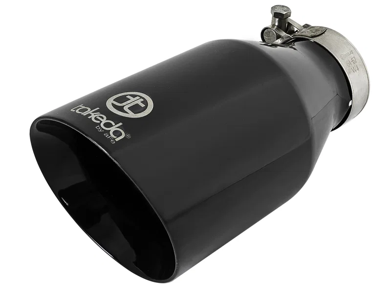 aFe 49T25454-B09, Takeda 409 SS Clamp-On Exhaust Tip 2.5in. Inlet / 4.5in. Outlet / 9in. L - Black