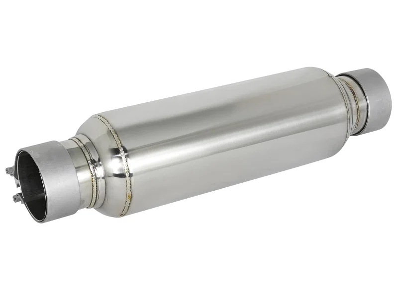 aFe 49M10003, MACH Force-Xp Resonator 2-1/2 IN Inlet/Outlet x 4 IN Dia. x 12 IN Body x 15 IN Overall Length