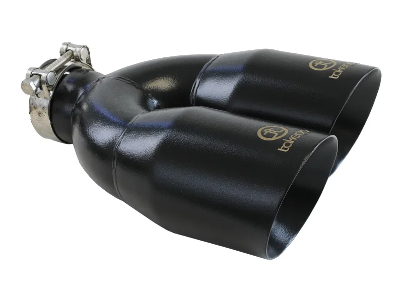 aFe 49T25484-B121, Takeda 2.5in 304 Stainless Steel Clamp-on Exhaust Tip Passenger Side 2.5in Inlet 4inDual - Black