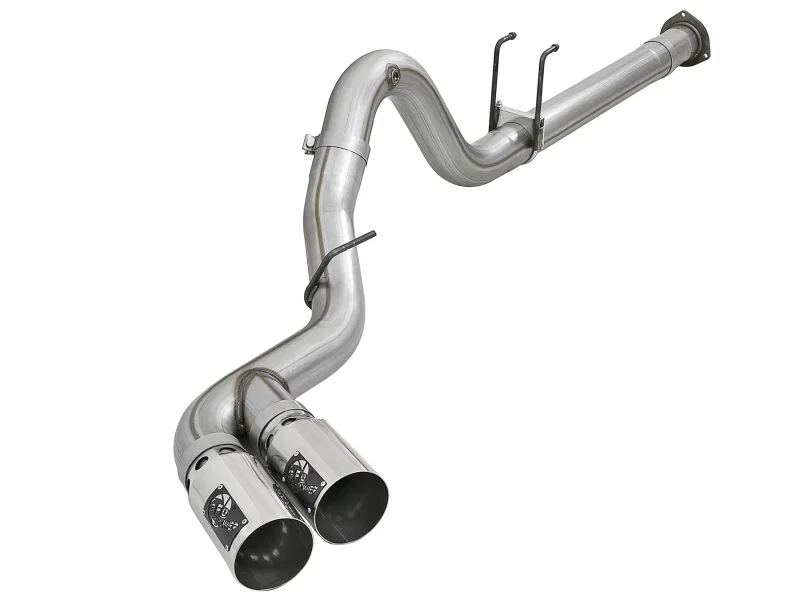 aFe 49-43102-P, Rebel XD 4in SS Down-Pipe Back Exhaust w/Dual Polished Tips 17-18 Ford Diesel Trucks V8-6.7L(td)