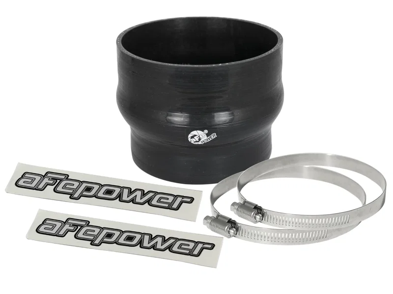 aFe 59-00077, Magnum FORCE CAI Silicone Coupling Kit (4in. ID to 3.5in. ID) 2.75in L Straight Reducer - Black