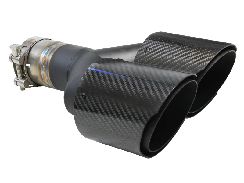 aFe 49T25480-C121, Takeda 2.5in 304 Stainless Steel Clamp-on Exhaust Tip Passenger Side 2.5in Inlet 4inDual-Carbon