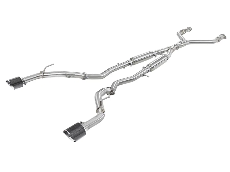 aFe 49-36132NM-C, Takeda 2.5in 304 SS Cat-Back Exhaust System w/ Carbon Fiber Tips 16-18 Infiniti Q50 V6-3.0L (tt)