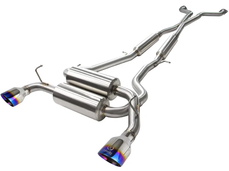aFe 49-36103-L, Takeda 2-1/2in 304SS Cat-Back Exhaust Infiniti G37 08-13/Q60 14-15 V6-3.7 w/ Blue Flame Tips