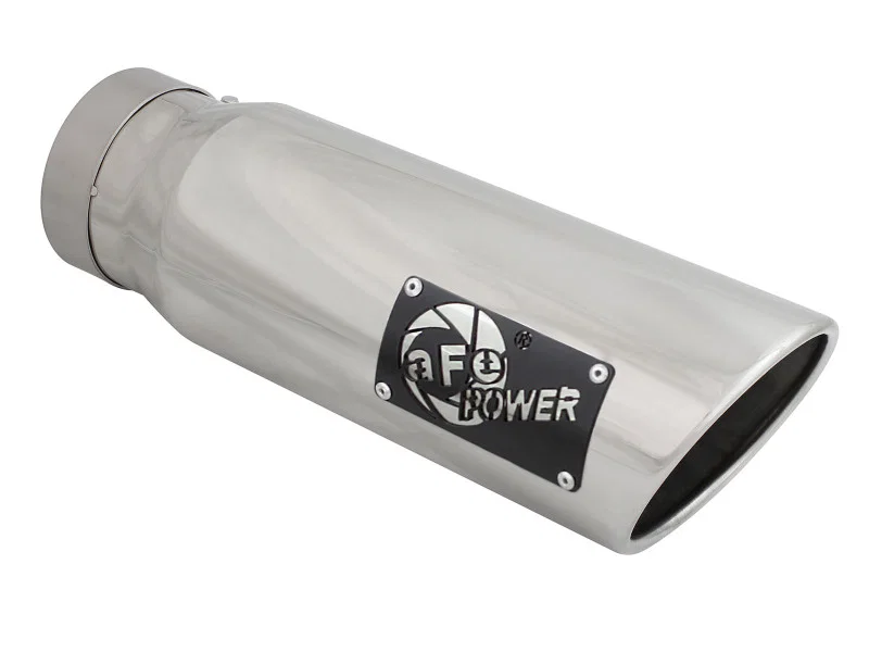aFe 49T40501-P15, Diesel Exhaust Tip Bolt On Polished 4in Inlet x 5in Outlet x 15in