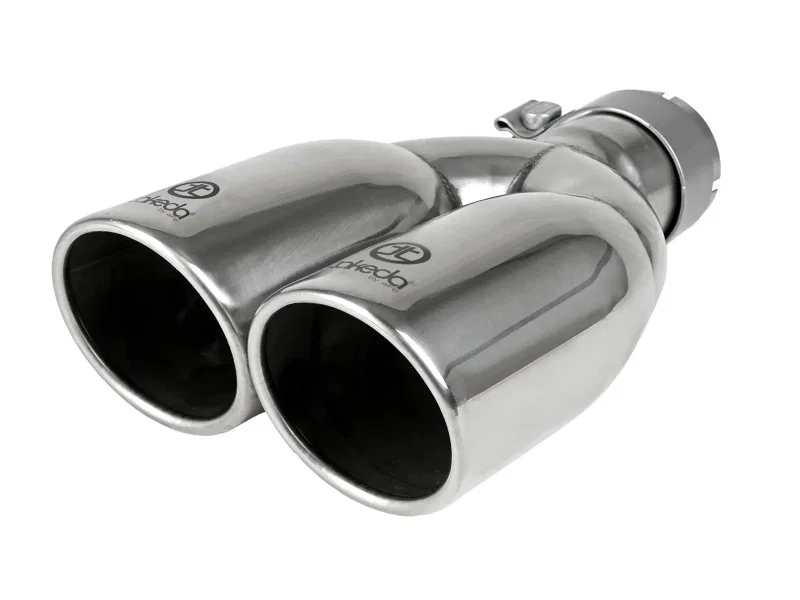 aFe 49T25374-P121, Takeda 304 Stainless Steel Clamp-on Exhaust Tip Polished 2-1/2ininlet x 3-1/2in Outlet X 12in L