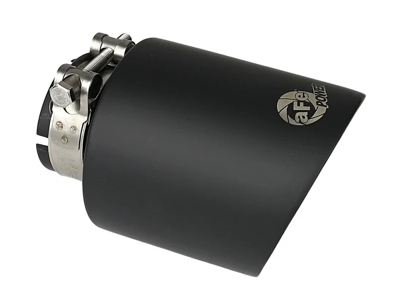 aFe 49T25454-B072, Takeda 304 SS Clamp-On Exhaust Tip 2.5in. Inlet / 4.5in. Outlet / 7in. L - Black