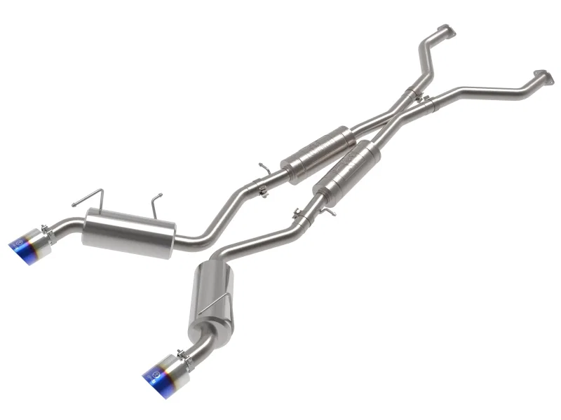 aFe 49-36139-L, Takeda 09-20 Nissan 370z 2-1/2 IN 304 Stainless Steel Cat-Back Exhaust System w/ Blue Flame Tip