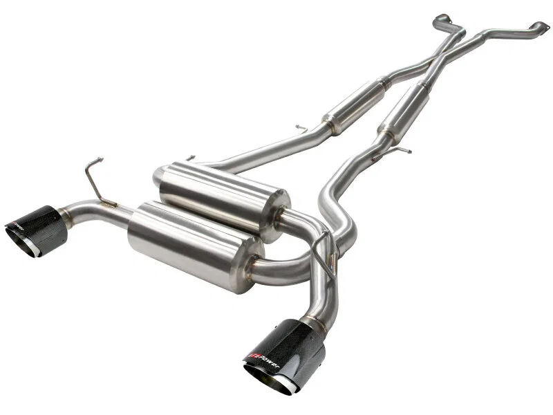 aFe 49-36103-C, Takeda 2-1/2in 304SS Cat-Back Exhaust Infiniti G37 08-13/Q60 14-15 V6-3.7 w/ Carbon Fiber Tips