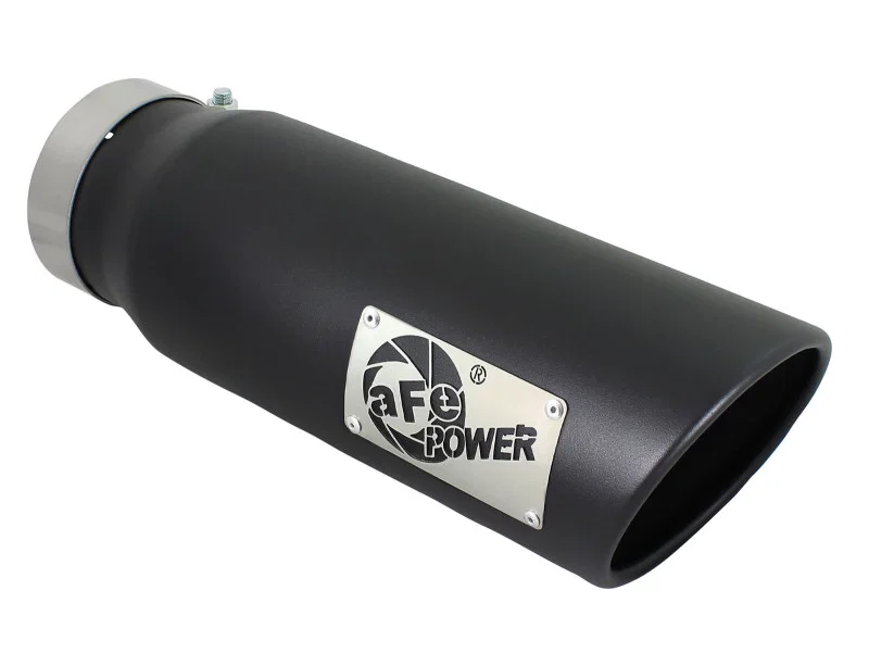 aFe 49T40501-B15, Diesel Exhaust Tip Bolt On Black 4in Inlet x 5in Outlet x 15in