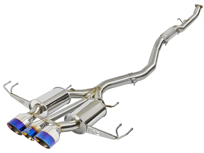 aFe 49-36616-L, Takeda 3in 304 SS Cat-Back Exhaust w/ Blue Flame Tips 2017+ Honda Civic Type R I4 2.0L (t)