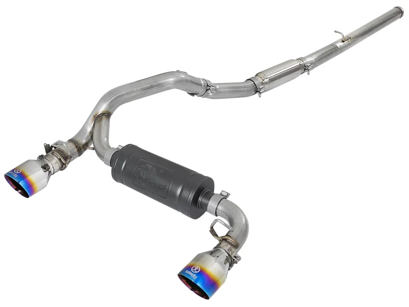 aFe 49-33103-L, Takeda 3in 304 SS Cat-Back Exhaust System w/ Blue Flame Tip 16-18 Ford Focus RS I4-2.3L (t)