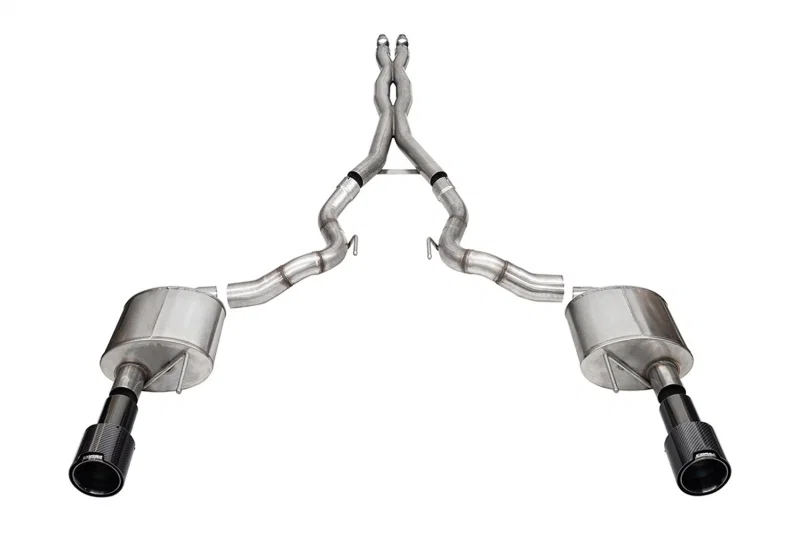 CORSA Performance 21271CFBLK, 2024 Ford Mustang GT Convertible 3in Sport Cat-Back Exhaust - 4.5in Black Carbon Fiber Tips