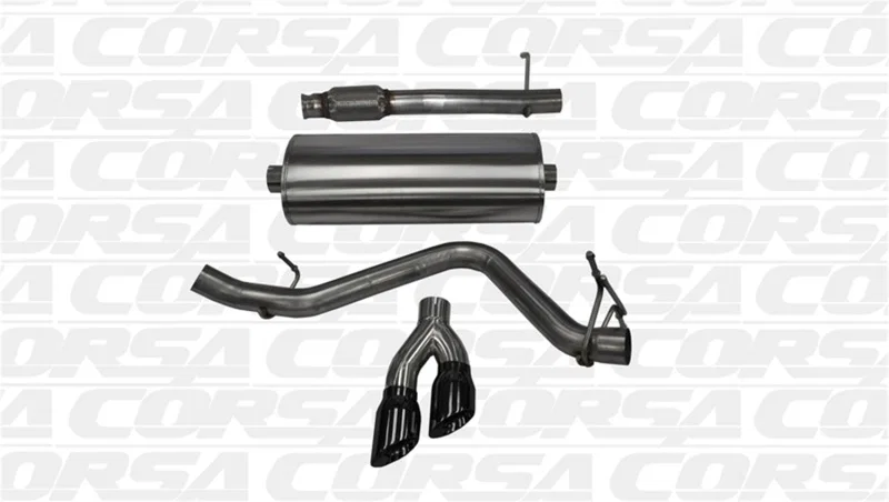 CORSA Performance 14872BLK, 14-19 GMC Sierra/Chevy Silv 1500 Reg. Cab/Long Bed 5.3L V8 Black Sport Single Side CB Exhaust