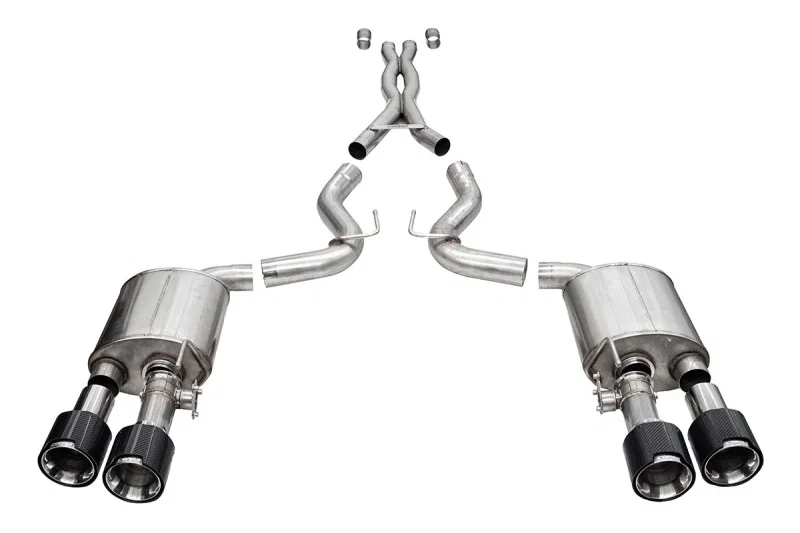 CORSA Performance 21292CF, 20-22 Ford Mustang GT500 3.0in Dual Rear Exit Catback w/ Twin 5.0in Polished Carbon Fiber Tips