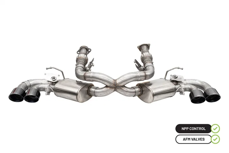 CORSA Performance 21100BLK, 2020-25 Corvette C8 3in Valved Cat-Back 4.5in Blk Quad Tips - Fits Factory Perf Exhaust w/ AFM