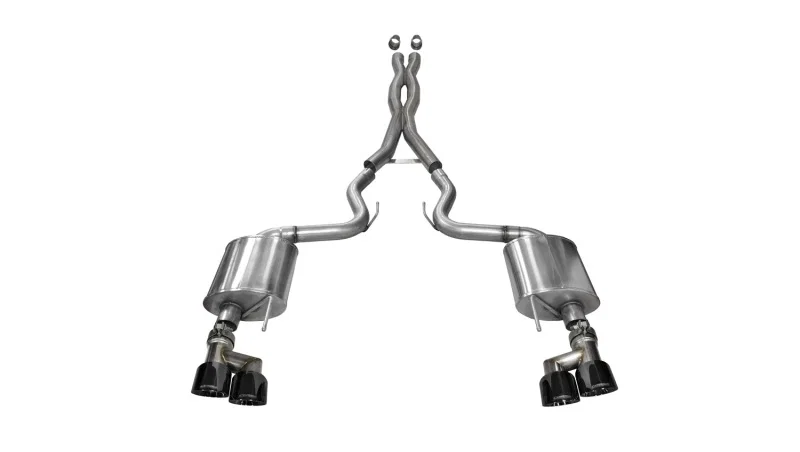 CORSA Performance 14337BLK, 2015-2017 Ford Mustang GT 5.0 3in Cat Back Exhaust Black Quad Tips (Sport)