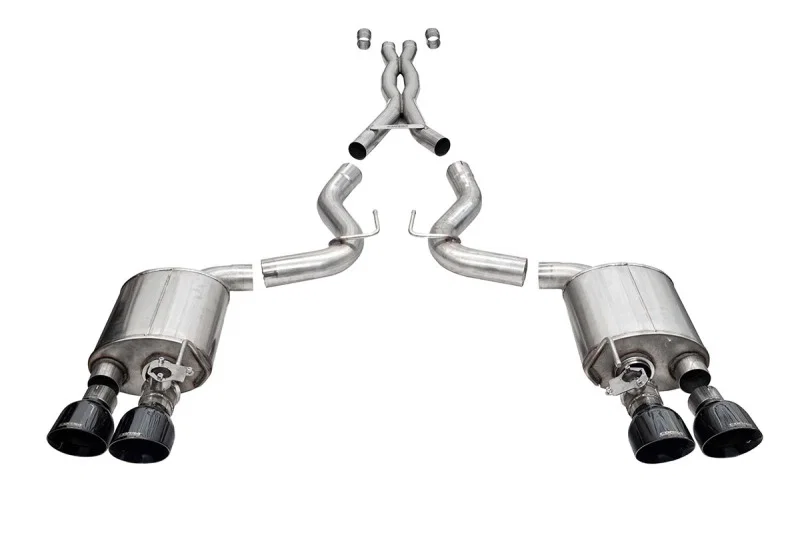 CORSA Performance 21291BLK, 20-22 Ford Mustang GT500 3.0in Dual Rear Exit Catback w/ Twin 5.0in Black Slash Cut Pro Tips