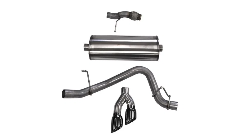 CORSA Performance 14859BLK, 2015-2020 Chevy Tahoe/GMC Yukon Cat-Back Exhaust Sport 3in Single Side Twin Black 4in Tips