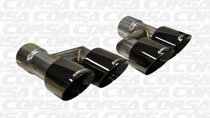 CORSA Performance 14333BLK, 2015-2017 Ford Mustang GT 5.0 Black Quad Tips Kit