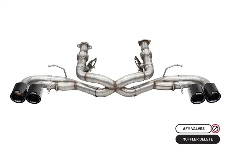 CORSA Performance 21104CFBLK, 2020-2025 Chevrolet Corvette C8 RWD 3in Track Cat-Back Delete Exhaust w/4.5in CF Black PVDTips