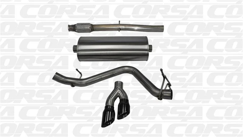 CORSA Performance 14873BLK, 14-19 GMC Sierra/Chevy Silv 1500 Crew Cab/Short Bed 5.3L V8 Black Sport Single Side CB Exhaust