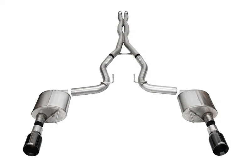 CORSA Performance 21251BLK, 24+ Ford MustangGT Xtreme Cat-Back Ex.Sys 3.0in Dual Rear Exit w/4.5in Blk PVD StraightCut Tip