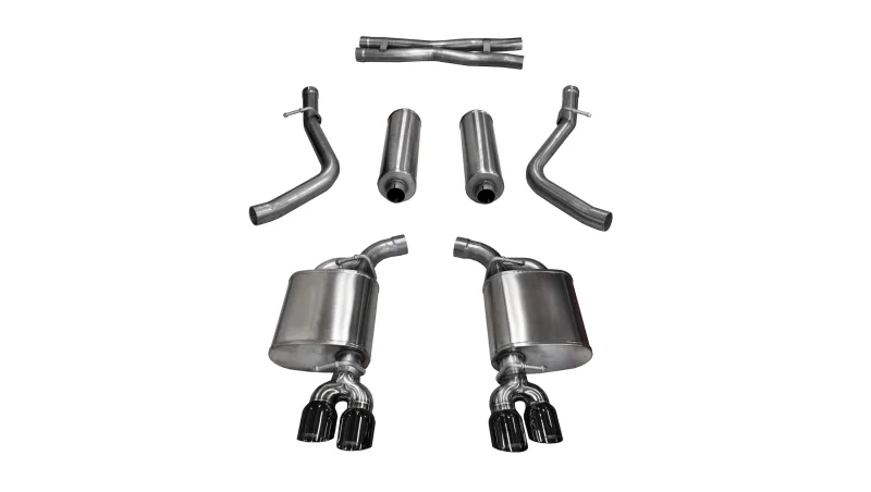 CORSA Performance 14985BLK, 2015-2016 Dodge Challenger Xtreme Cat-Back Dual Rear Exit with Twin 3.5in Black Pro-SeriesTips