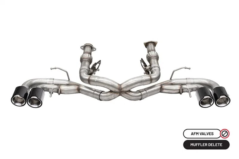 CORSA Performance 21104CF, 2020-2025 Chevrolet Corvette C8 RWD 3in Track Cat-Back Delete Exhaust w/4.5in CF Polished Tips