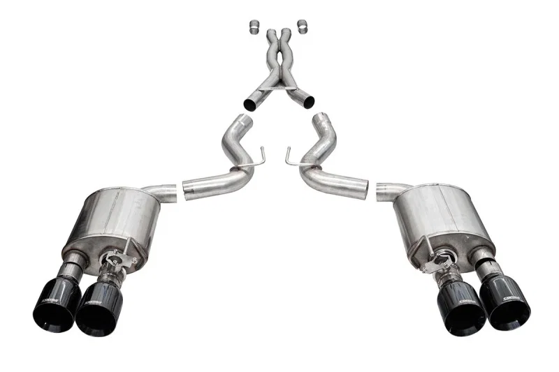 CORSA Performance 21292BLK, 20-22 Ford Mustang GT500 3.0in Dual Rear Exit Catback w/ Twin 5.0in Blk Straight Cut Pro Tips