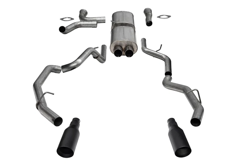 CORSA Performance 21389BPC, 25-26 RAM 1500 RHO Crew Cab 3.0L Turbo Cat-Back Dual Rear Exit w/ 5in Single Black Pro Series