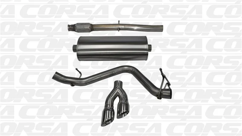 CORSA Performance 14873, 14-19 GMC Sierra/Chevy Silv 1500 Crew Cab/Short Bed 5.3L V8 Polished Sport Single Side CB Exh