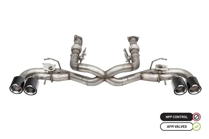 CORSA Performance 21106CF, 2020-2025 Chevrolet Corvette C8 RWD 3in Delete 4 Valve Cat-Back w/NPP w/4.5in CF Polished Tips