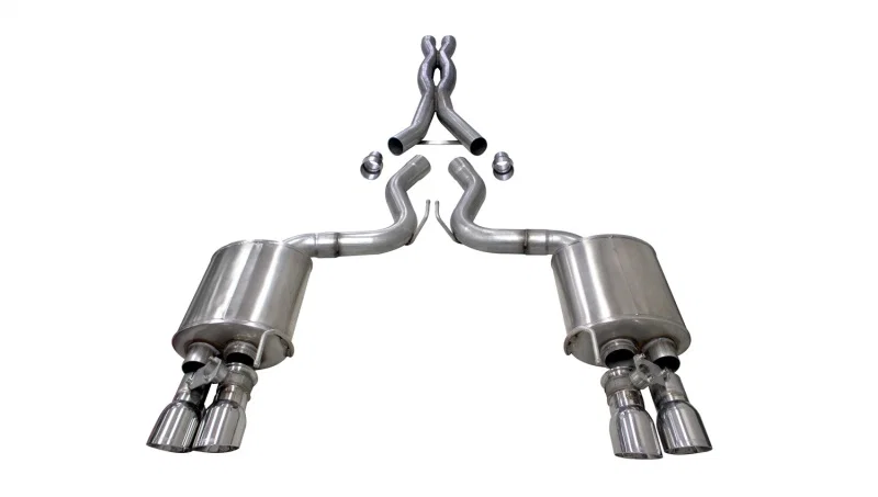 CORSA Performance 21001, 2018-2023 Ford Mustang GT Fastback 5.0L 3in Cat-Back System Dual Rear Exit w/ 4in PolishedTips