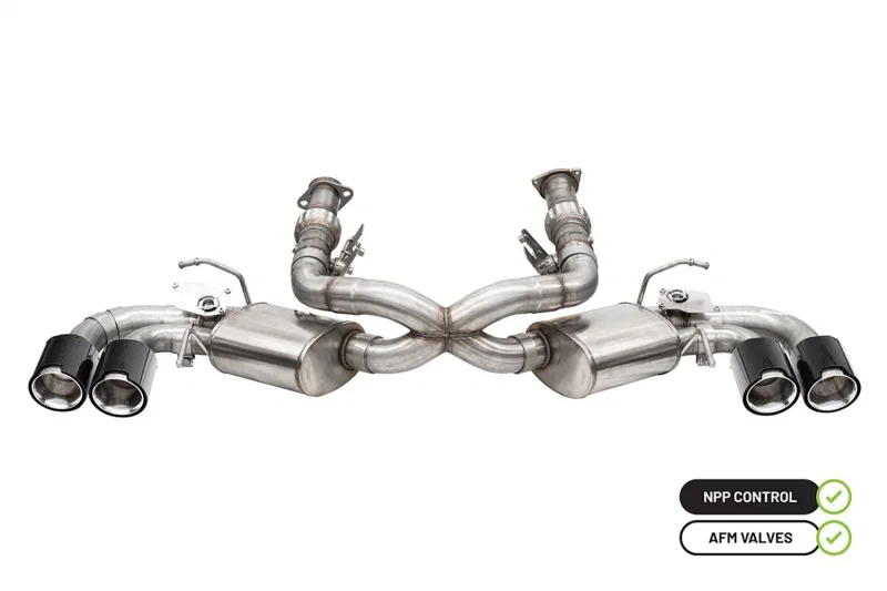 CORSA Performance 21100CF, 2020-2025 Chevrolet Corvette C8 RWD 3in Valved Cat-Back w/ 4.5in Carbon Fiber Polished Tips
