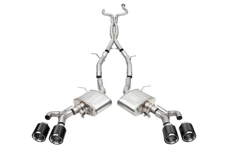 CORSA Performance 21317CF, 22-25 Cadillac CT4 V Blackwing 3in Dual Mode Active Cat-Back 4.5in CF Polished Dual Rear Tip