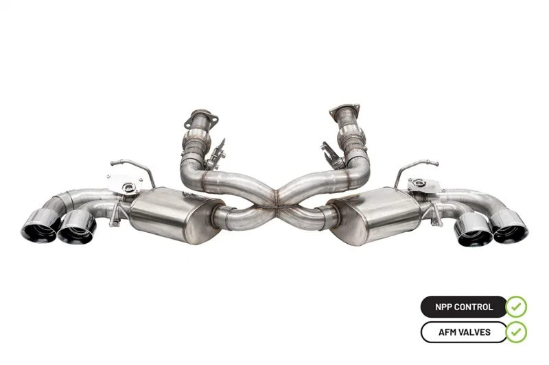 CORSA Performance 21100, 2020-25 Corvette C8 3in Valved Cat-Back 4.5in Pol Quad Tips - Fits Factory Perf Exhaust w/ AFM