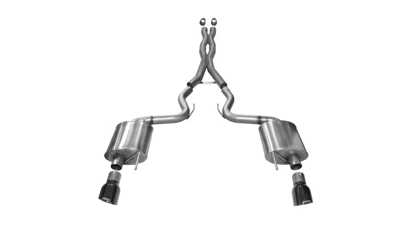 CORSA Performance 14332BLK, 2015-2017 Ford Mustang GT 5.0 3in Cat Back Exhaust Black Dual Tips (Sport)
