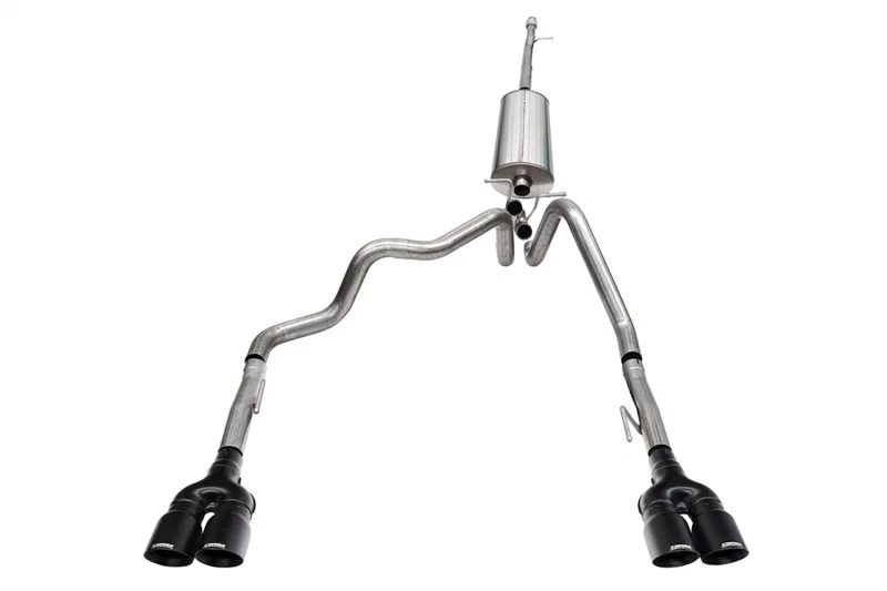 CORSA Performance 21201BPC, 19-25 GMC Sierra 1500 Cat-Back Dual Rear Exit with Twin 4in Black Powder Coat Pro-Series Tips