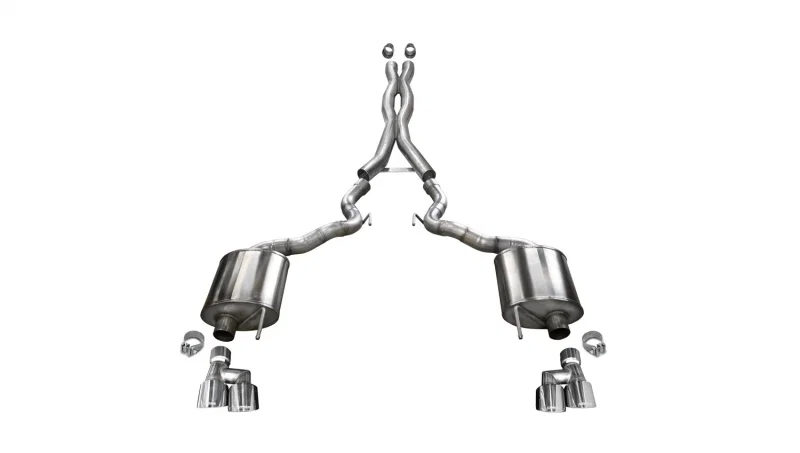 CORSA Performance 21048, 2018-2023 Ford Mustang GT Convertible w/o Active Valves Xtreme Cat-Back w/ 4in Tips