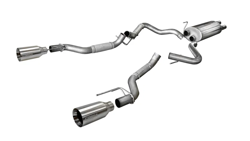 CORSA Performance 14397, 2017-2020 Ford F-150 Raptor 3.5L Sport Cat-Back Dual Rear Exit w/ 5in Satin Polished Tip