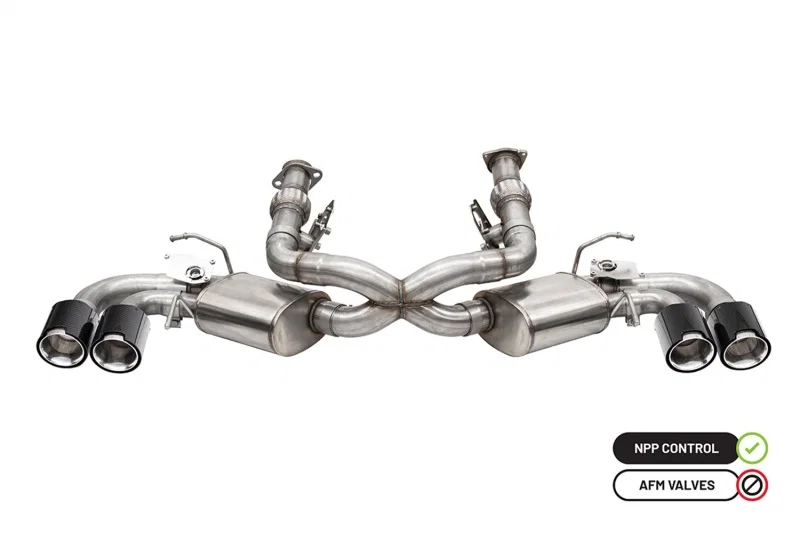 CORSA Performance 21103CF, 2020-25 Chevrolet Corvette C8 RWD 3in Valved Cat-Back w/AFM w/4.5in Carbon Fiber Polished Tips