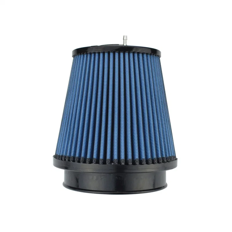 Injen X-1082-BB, NanoWeb Dry Air Filter 4.0 Flange w/ShurLok / 5.63 Base OD /6.0 Tall /4.0 Top w/Barb Fitting