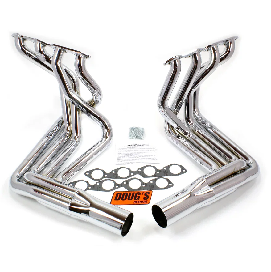 Sidemount Header 396-454 BBC Non Cat, no EGR or A.I.R. 2 1/8" Primary 4" Collector Polished Stainless Steel for 1965-1974 Chevrolet Corvette