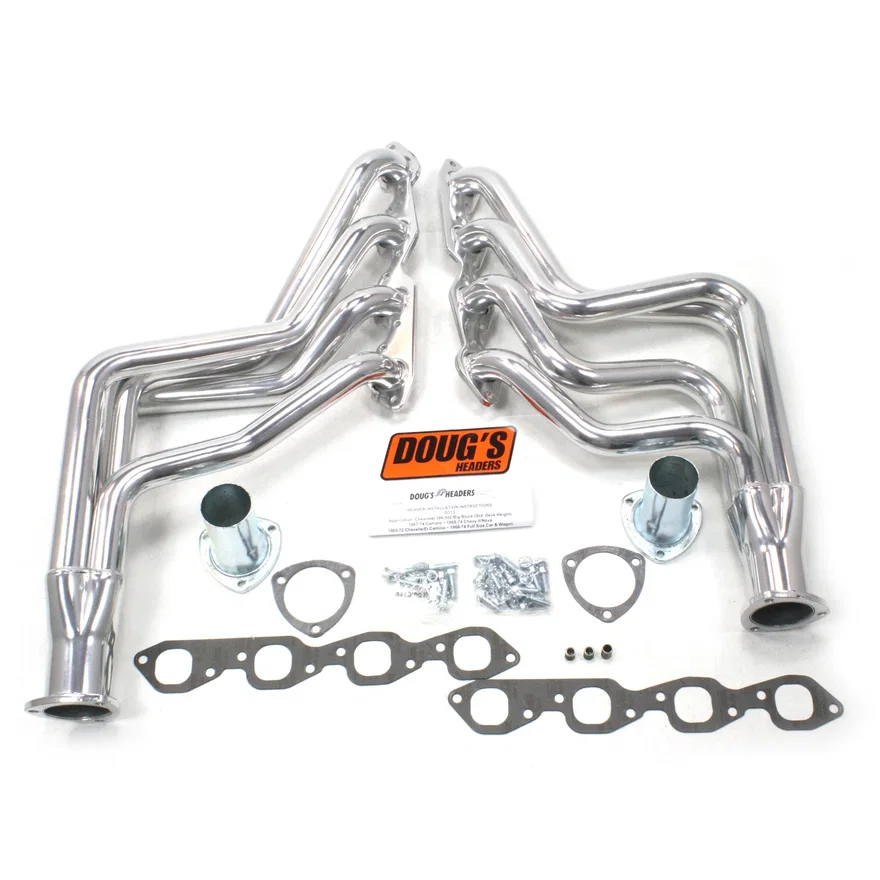 Long Tube Header 64-77 GM F & A Body 396-502 BBC 1 3/4" Primary 3" Collector Silver Ceramic Coated for Chevrolet and Pontiac
