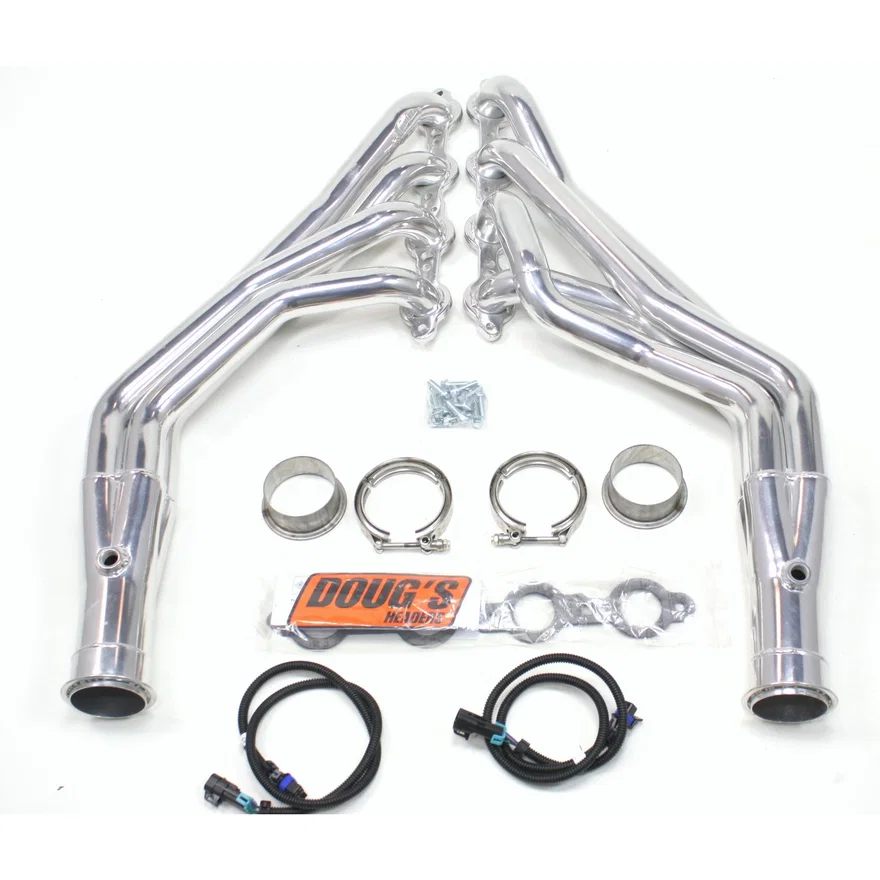 Mid Length Header 64-67 GM A Body 4.8-6.2L LS Engine Swap 1 7/8" Primary 3" Collector Silver Ceramic Coated for Pontiac, Buick and Chevrolet