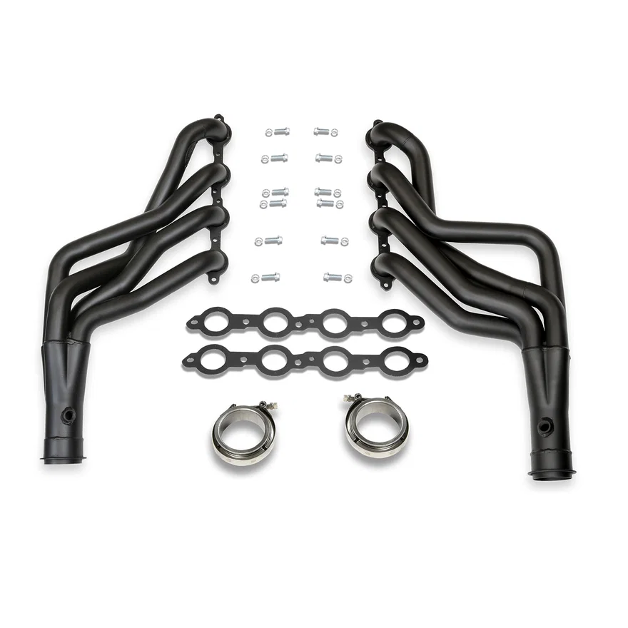 Long Tube Header 64-67 GM A Body 4.8-6.2L LS Engine Swap 1 7/8" Primary 3" Collector Black Hi Temp Coated for Pontiac, Buick and Chevrolet