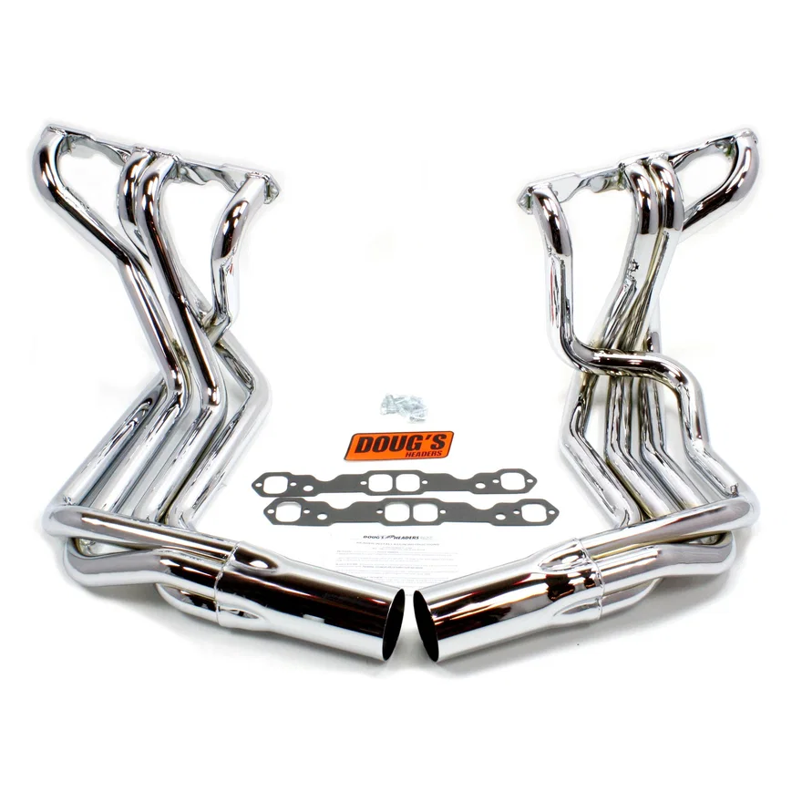 Sidemount Header 265-400 SBC Non Cat, no EGR or A.I.R. 1 7/8" Primary 4" Collector Chrome Plated for 1963-1982 Chevrolet Corvette